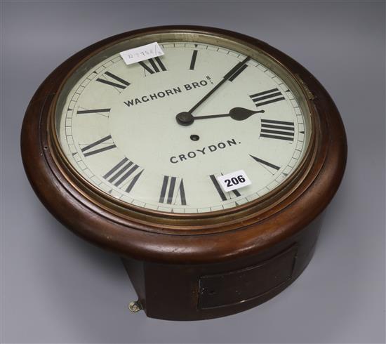 Waghorn Bros of Croydon. A fusee wall clock diameter 39cm